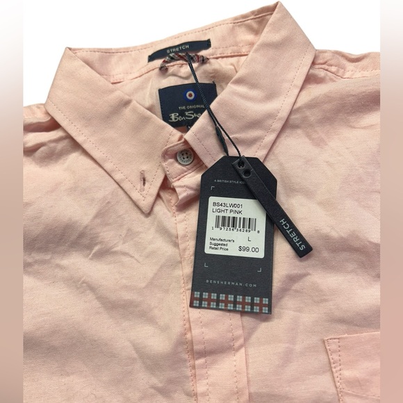 BEN SHERMAN Mens Pink Button-Down Stretch Long Sleeve Modern dress shirt NWT - Picture 3 of 7